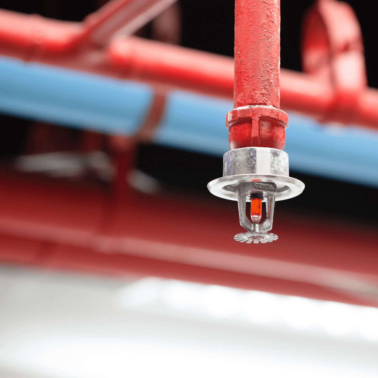 Fire sprinkler head in a commercial setting